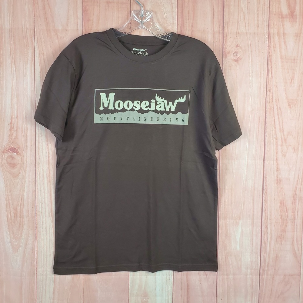 Moosejaw Mens T-Shirt Sz Small Brown Organic Cotton Crew Neck Short Sleeve